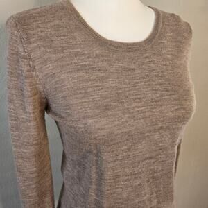 Classic Preppy Merino Wool Ruffle Lightweight Sweater S Beige Nanette Lepore